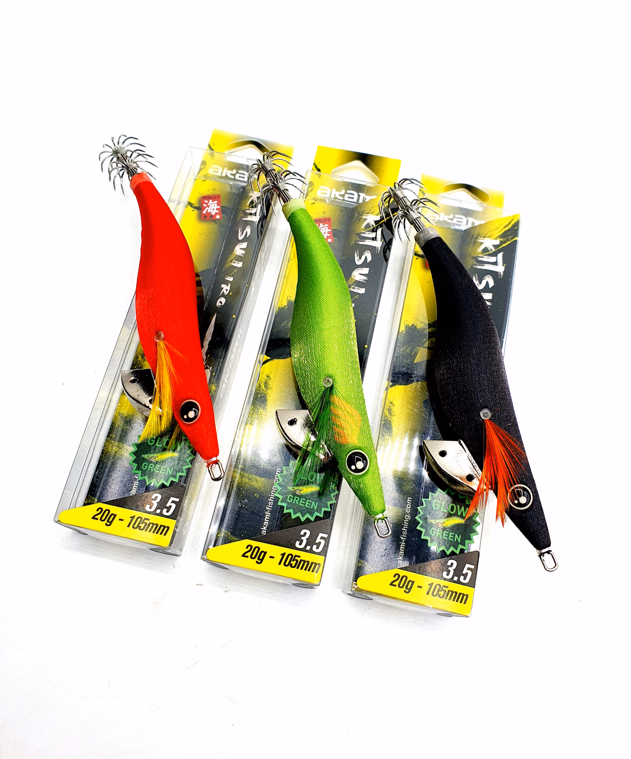 Akami Kitsui Iro 3.5 Glow Green 10,5 cm 20 g – Egi para Sepia, Calamar y Pulpo con Sonajero